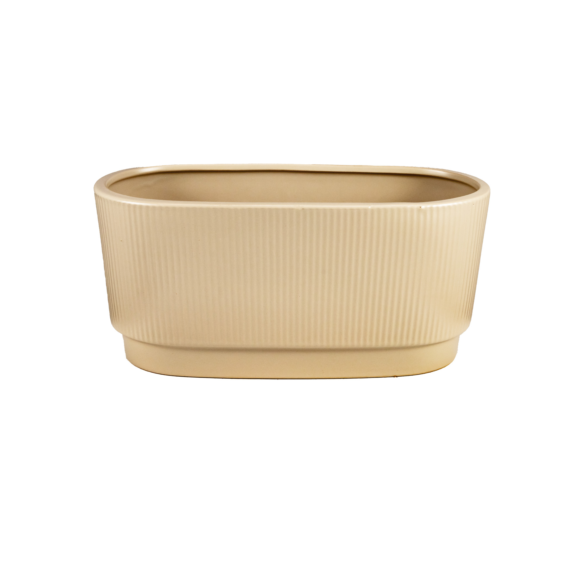 Ceramic flower pot Beige Base oval